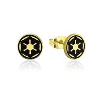 Disney Couture Kingdom - Star Wars - Galactic Empire Stud Earrings Yellow Gold with Black Enamel