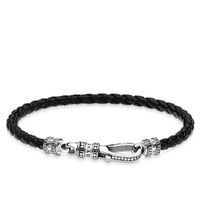 Thomas Sabo Bracelet - Black Leather Strap with Lobster Clasp M-17cm