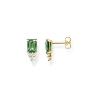 Thomas Sabo Earrings - Green Stones Yellow Gold Studs