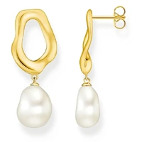 Thomas Sabo Earrings - Freshwater Pearl Yellow Gold Studs