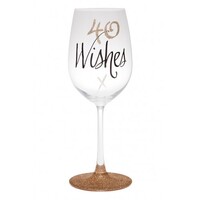 Rose Gold Wine Glass - 40 Wishes