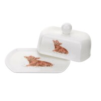 Wrendale Designs By Royal Worcester Covered Butter Dish - Calf