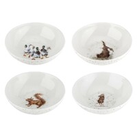 Wrendale Designs By Royal Worcester Bowls - Ducks, Hare, Squirrel & Mouse Set of 4