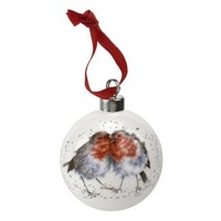 Wrendale Designs By Royal Worcester Christmas Bauble - Snuggled Up Robins