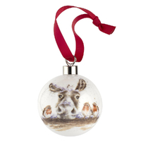 Royal Worcester Wrendale Christmas Bauble - The Christmas Donkey & Robin