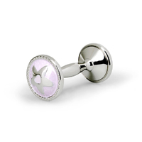 Whitehill Baby - Silverplated Dumbell Rattle - Pink Star