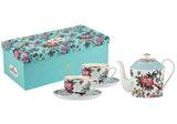 Ashdene Jardin Peony - Teapot & 2 Teacup Set