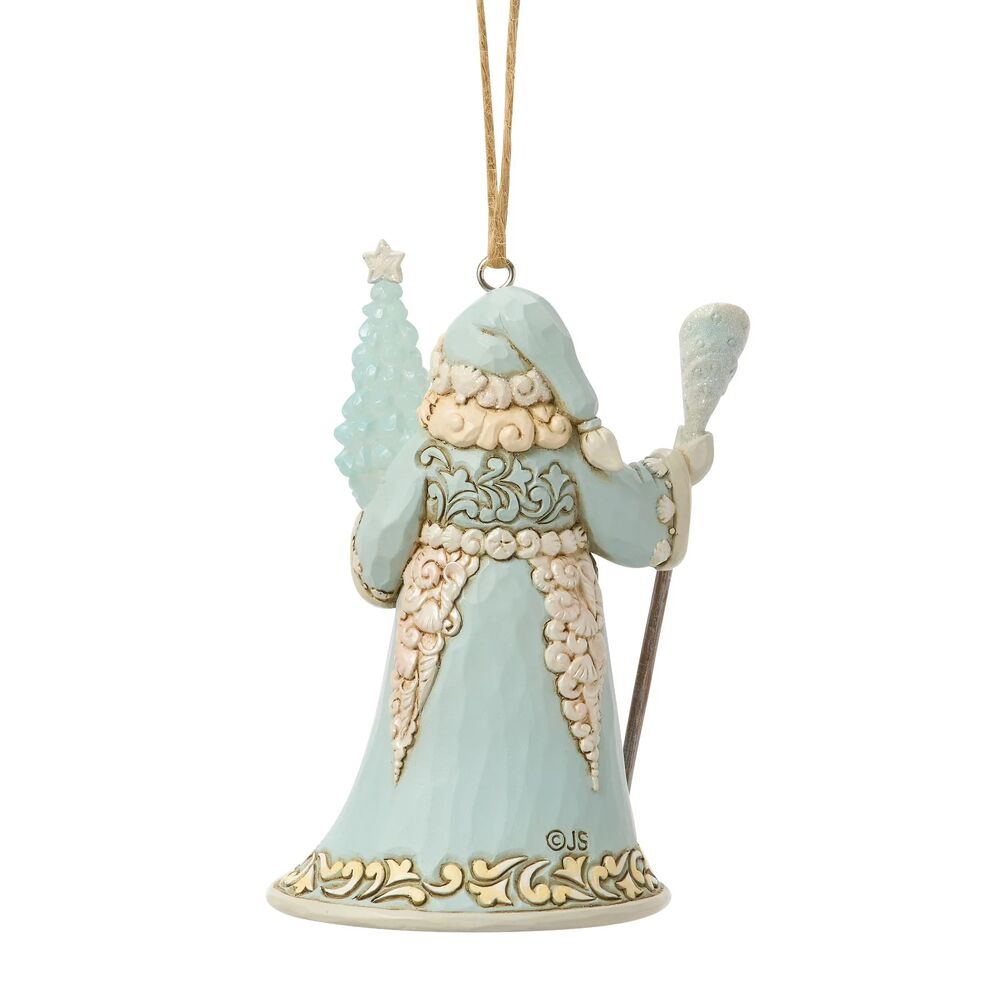 Jim Shore Heartwood Creek Coastal Christmas - Santa with Sea Glass Tree Hanging Ornament