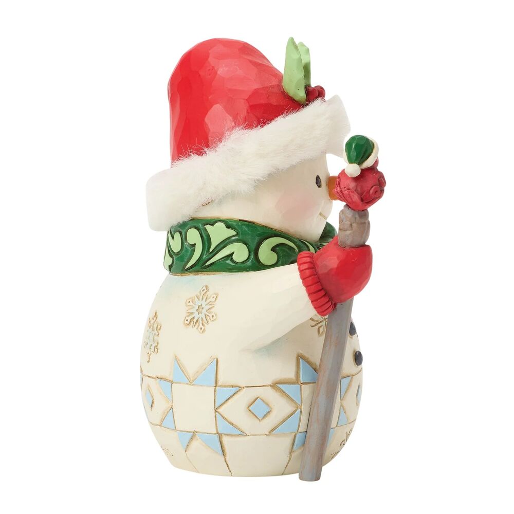 Jim Shore Heartwood Creek - Snowman with Bird on Stick Pint Sized Figurine