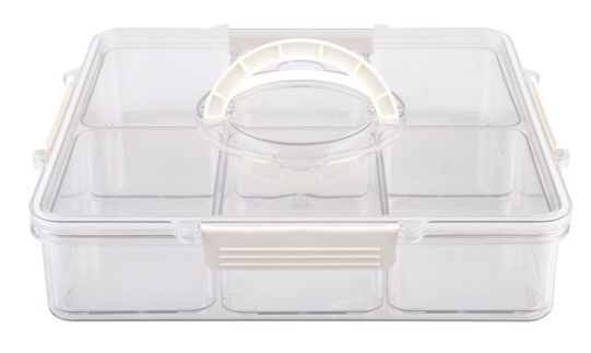 Alfresco Lane 6 Compartment Square Grazing Box with Carry Handles - Clear