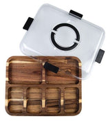 Alfresco Lane Acacia Wood 6 Compartment Rectangular Grazing Platter with Lid