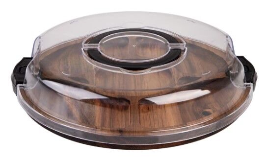 Alfresco Lane Acacia Wood 5 Compartment Round Grazing Platter with Lid