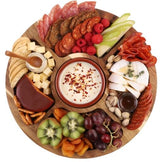 Alfresco Lane Acacia Wood 5 Compartment Round Grazing Platter with Lid