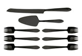 Splayd Cake Knife, Server and Splayd Black Set of 8
