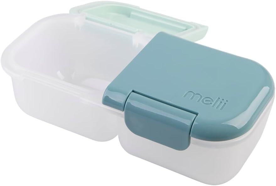 Melii - Luxe 2-Compartment Snack Containers Blue Mint (Set of 2)