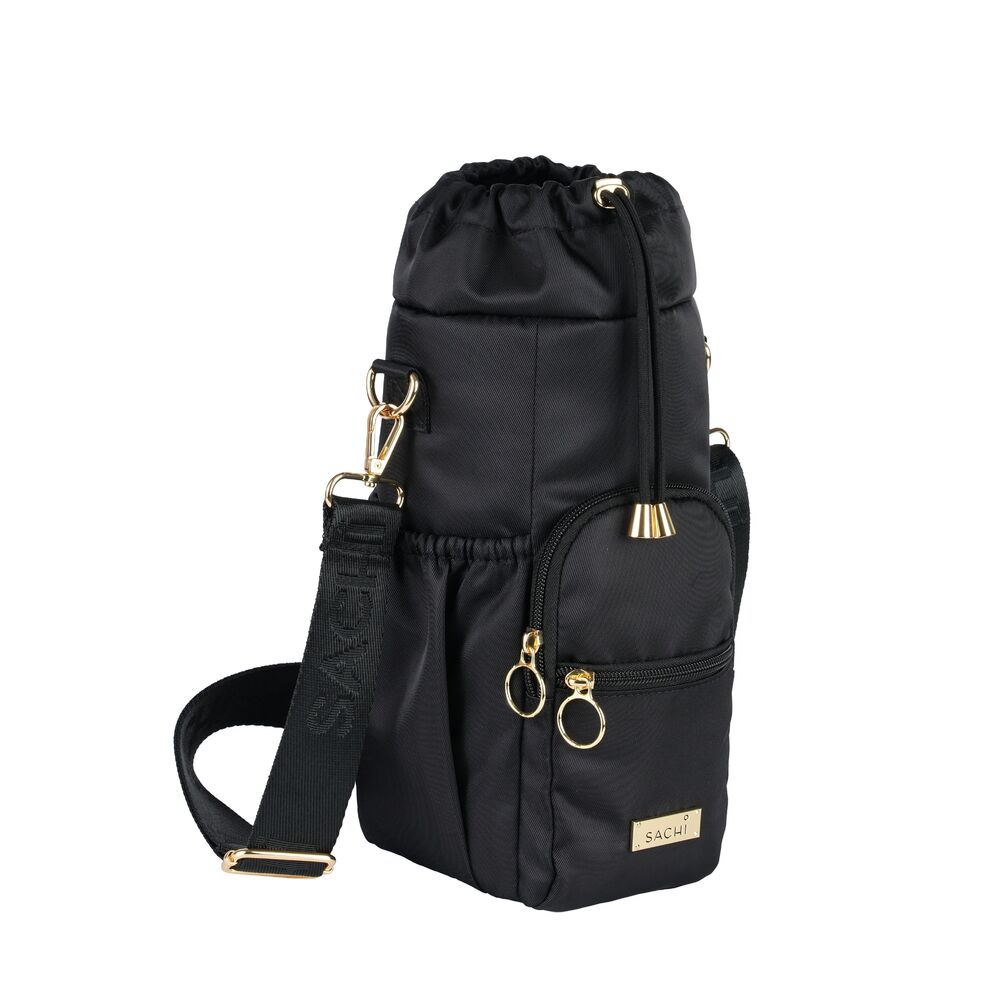 Sachi Crossbody Insulated Bottle Bag - Black - Large