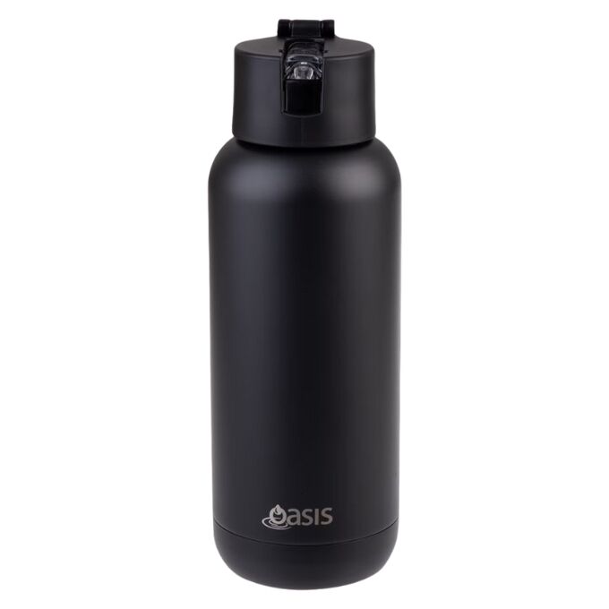 Oasis Moda Mag-Grip Triple Wall Insulated Water Bottle - 1L Black