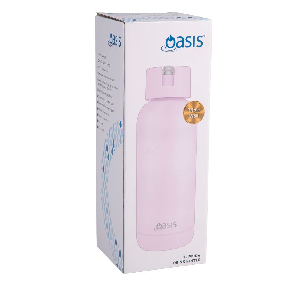 Oasis Moda Triple Wall Insulated Water Bottle - 1L Pink Lemonade