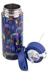 Oasis Double Wall Insulated Sipper Straw Kid's Drink Bottle - 550ml Gamer