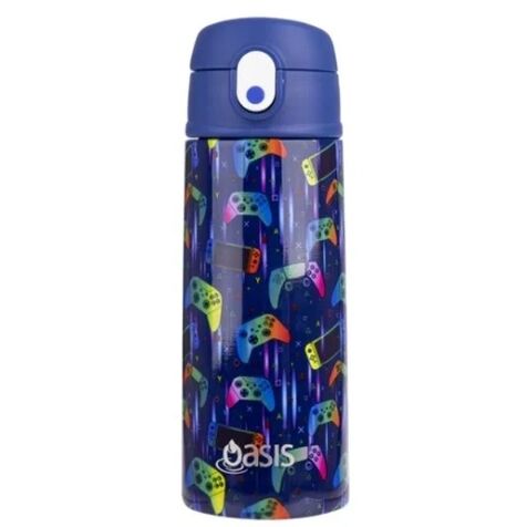 Oasis Double Wall Insulated Sipper Straw Kid's Drink Bottle - 550ml Gamer