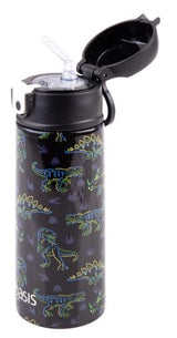 Oasis Double Wall Insulated Sipper Straw Kid's Drink Bottle - 550ml Neon Dinosaurs