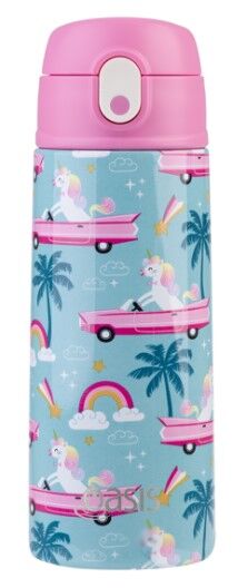 Oasis Double Wall Insulated Sipper Straw Kid's Drink Bottle - 550ml Pink Cadillac
