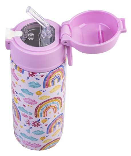 Oasis Double Wall Insulated Sipper Straw Kid's Drink Bottle - 550ml Rainbow Sky