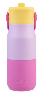 Oasis Double Wall Insulated Sipper Jnr Drink Bottle - 400ml Bubblegum Pink