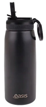 Oasis Sports Double Wall Insulated Water Bottle with Sipper - 780ml Black