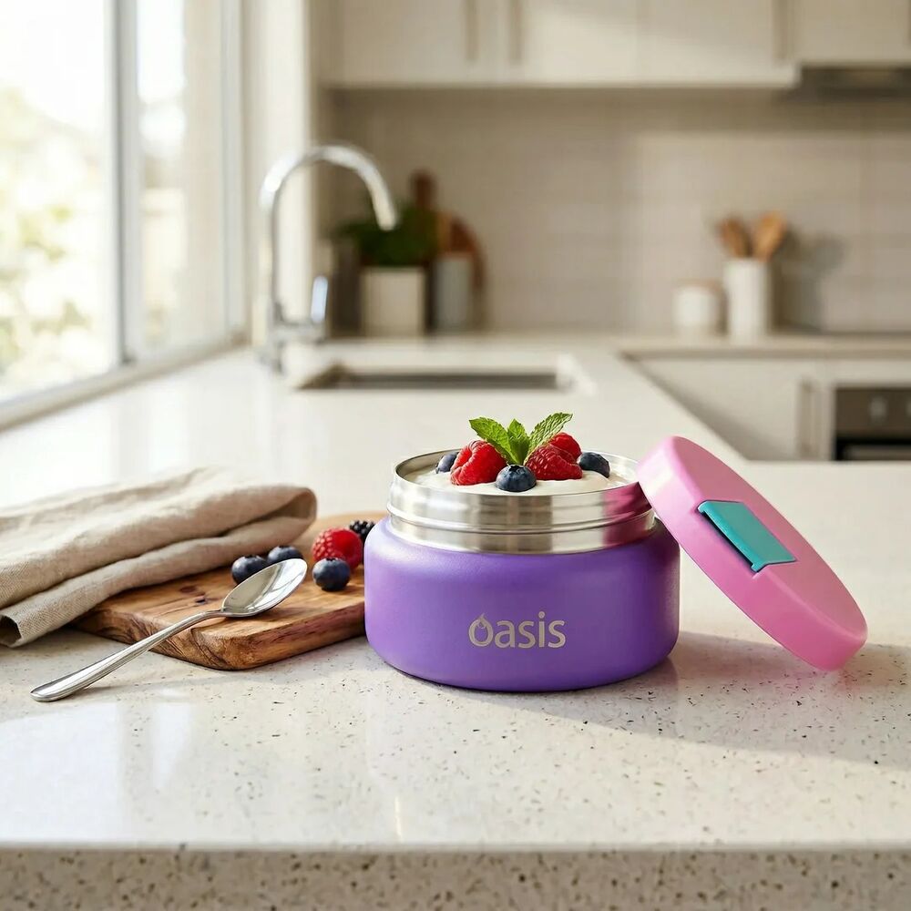 Oasis Double Wall Insulated Quick Release Lid Food Flask - 230ml Mermaid Purple