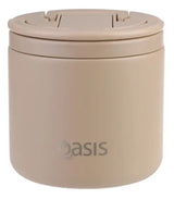 Oasis Double Wall Insulated Quick Release Lid & Spork Food Flask - 500ml Latte