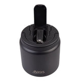 Oasis Double Wall Insulated Quick Release Lid and Spork Food Flask - 700ml Black