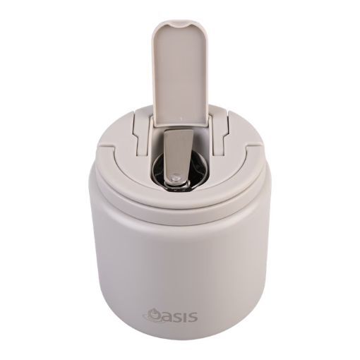 Oasis Double Wall Insulated Quick Release Lid and Spork Food Flask - 700ml Stone