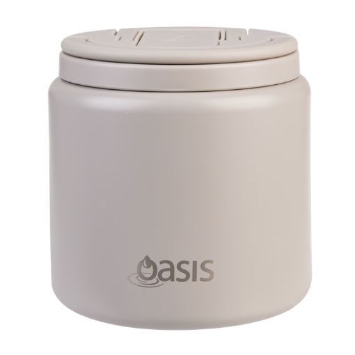 Oasis Double Wall Insulated Quick Release Lid and Spork Food Flask - 700ml Stone