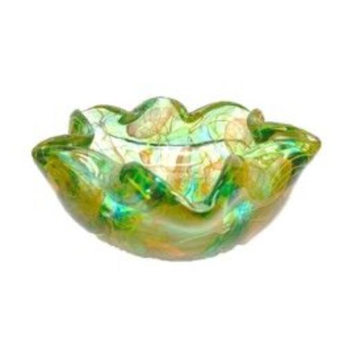 Zibo Glass Bowl - Gold Leaves Fluted