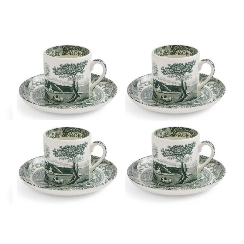 Spode Heritage Green Italian - Espresso Cup & Saucer (Set of 4)