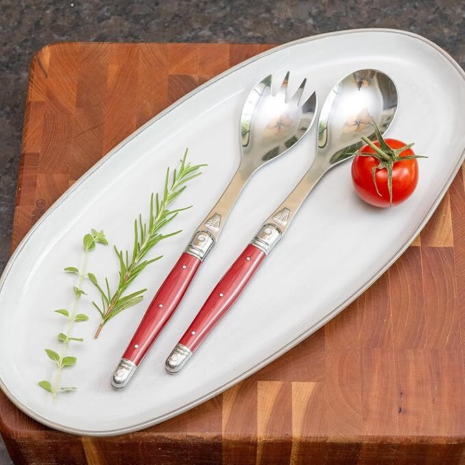 Jean Dubost Laguiole Maison - 2pc Salad Server Set Red Mixed Colours