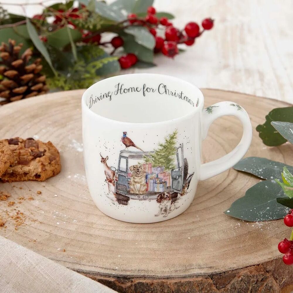 Royal Worcester Wrendale Christmas Mug - Driving Home For Christmas