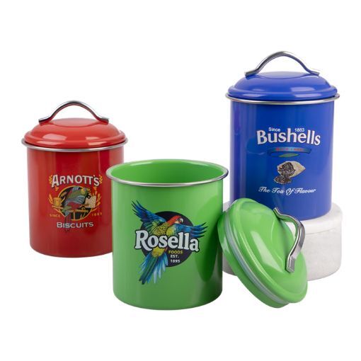 Rojo - Arnott's Bushells & Rosella Canisters - Red Blue & Green (Set of 3)