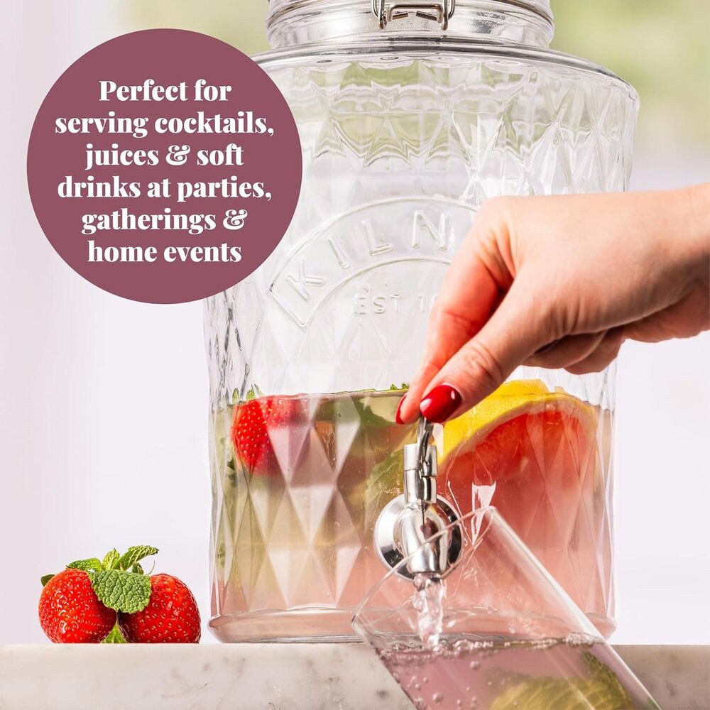 Kilner Clip Top Diamond Dispenser With Stainless Steel Tap - 5 Litre