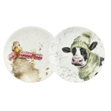 Royal Worcester Wrendale Christmas Coupe Plates - Christmas Cracker & Moo-rry Christmas (Set of 2)