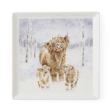 Royal Worcester Wrendale Designs Square Plate - A Highland Christmas Highland Cow